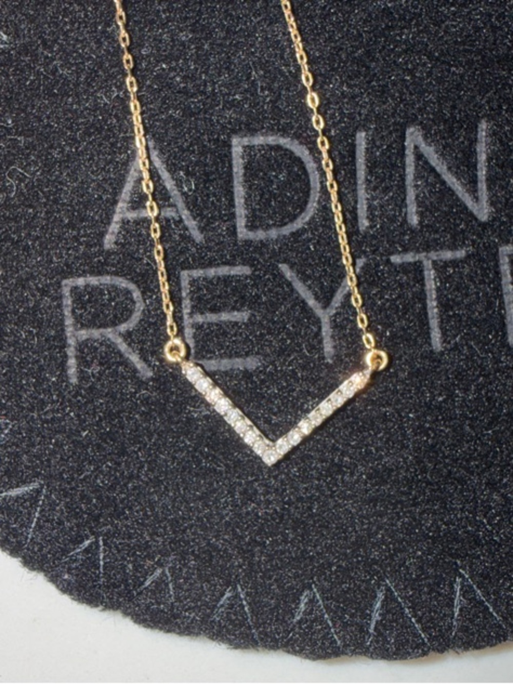 LIKE NEW. Adina Reyter Diamond Pave V Necklace. 14K Yellow Gold. - Picture 4 of 9